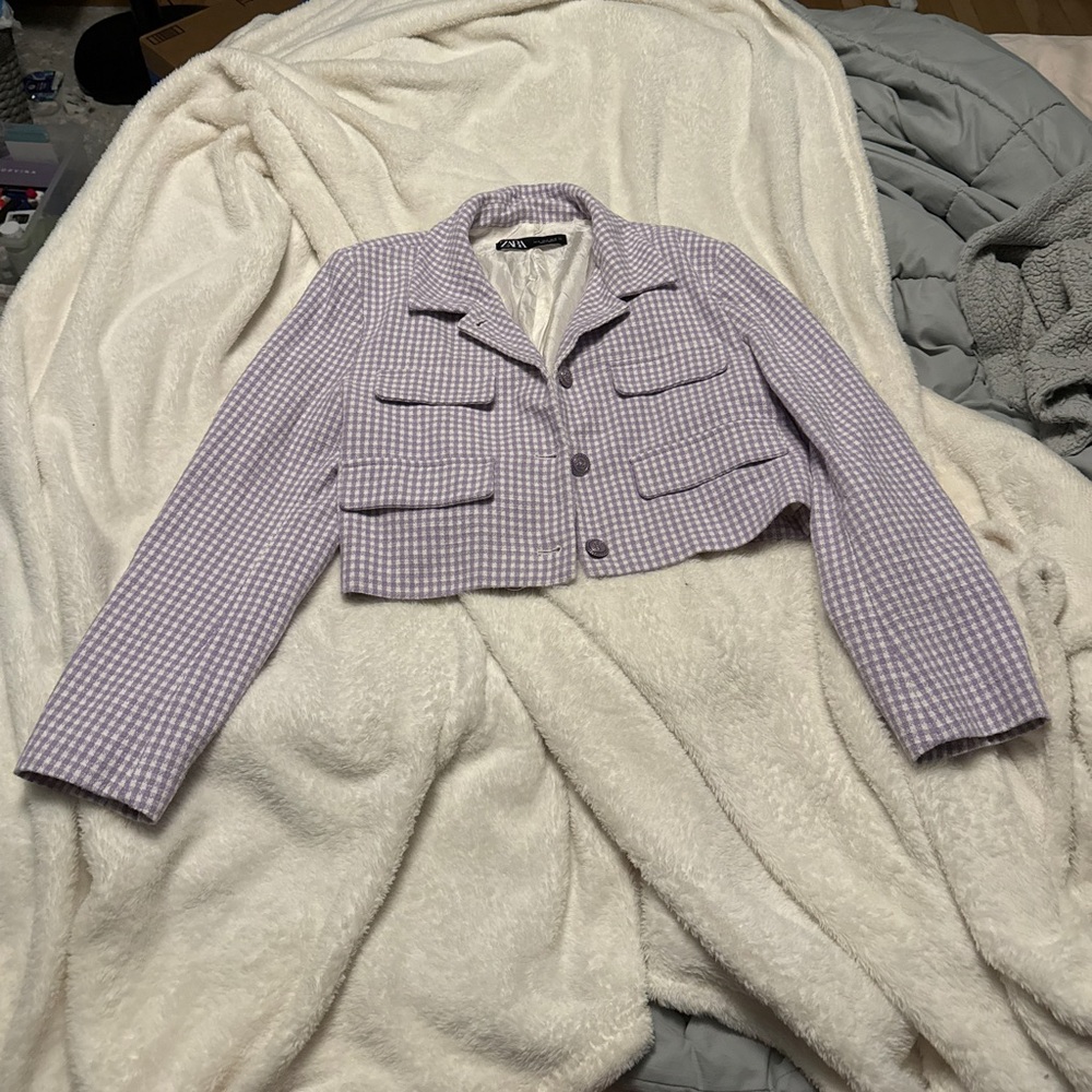 Women's Purple Checkered Jacket